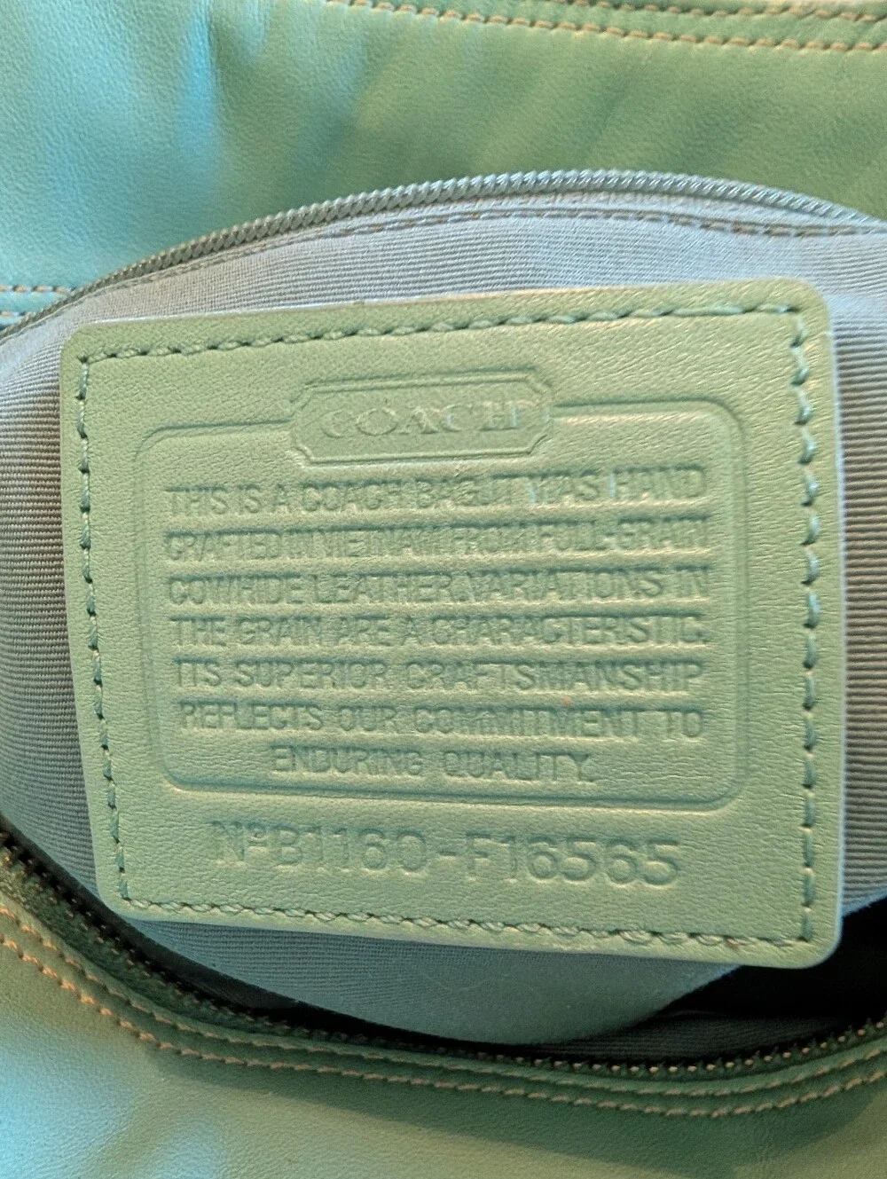 COACH Leather Gallery Bag with Double Straps In Lagoon Blue